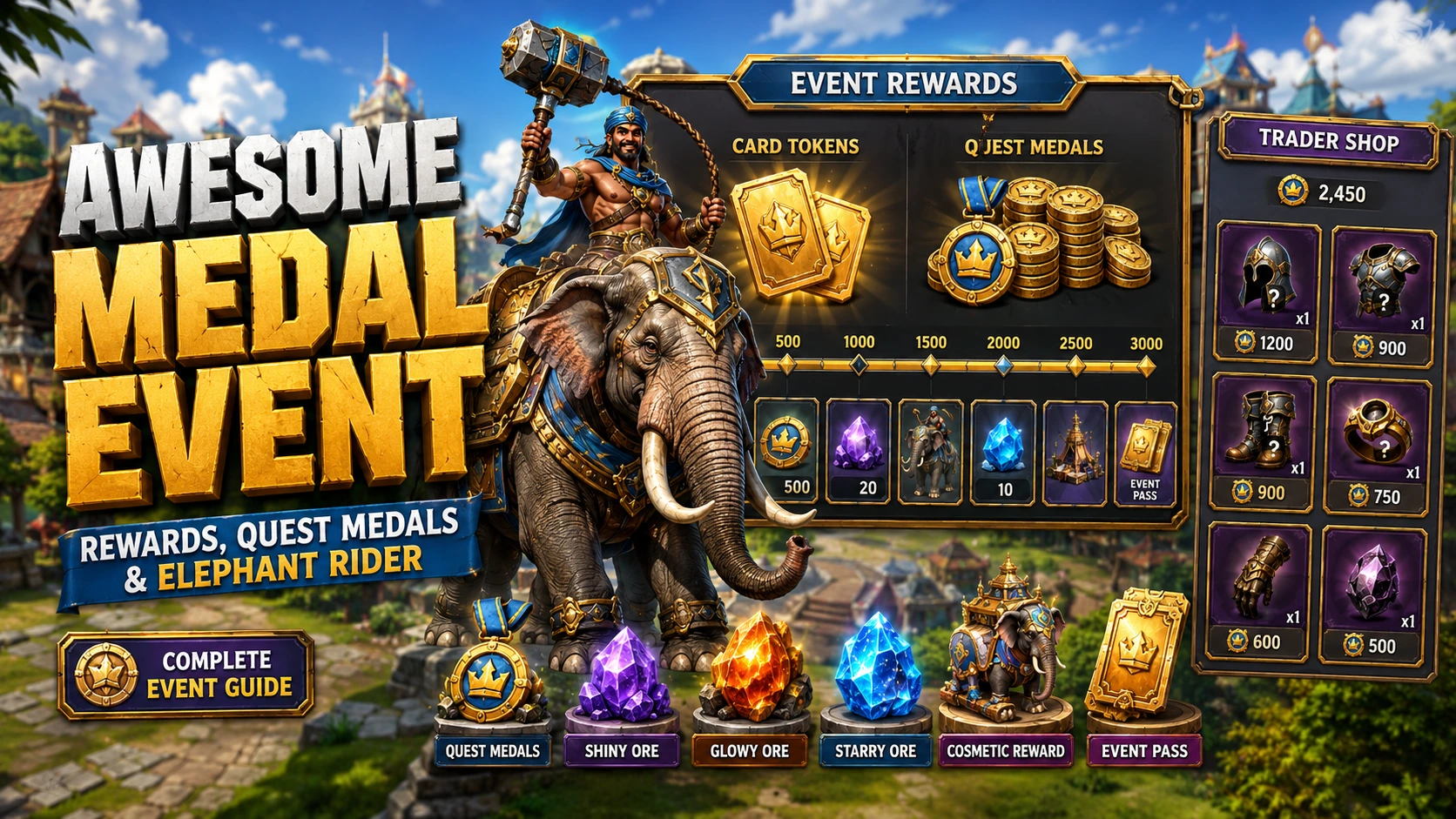 Awesome Medal Event Guide: Card Tokens, Quest Medals, Rewards & Elephant Rider